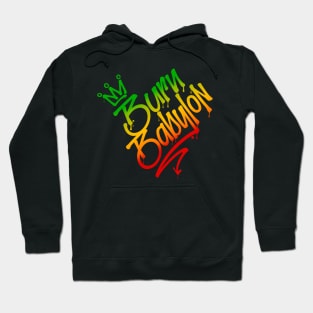 Burn Babylon Graffiti Tag Style Rasta Colors Reggae Hoodie